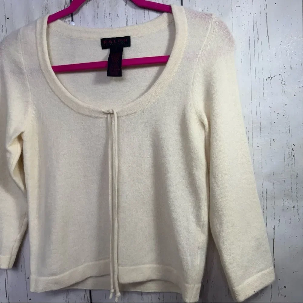 Ralph Lauren Cream Scoop Neck Knit Sweater